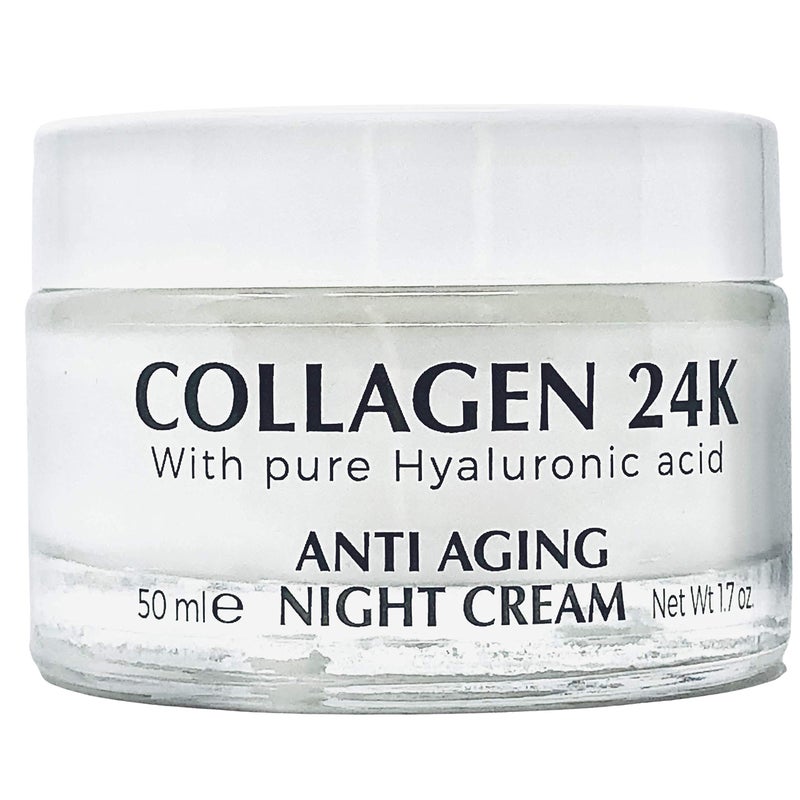 delfanti milano Delfanti-Milano â€¢ COLLAGEN 24K â€¢ Anti-Aging Night Cream â€¢ Face and Neck Moisturizer with pure Hyaluronic Acid â€¢ Made in Italy - Image 1